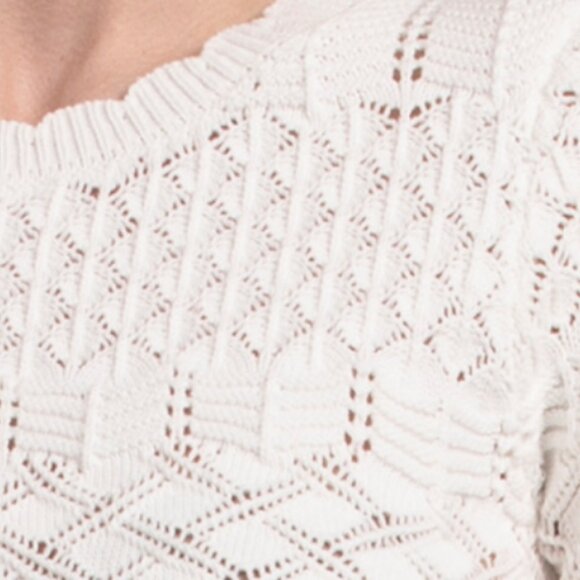 ELIE TAHARI Elbow Sleeve Crew Neck Crochet Sweater - Picture 3 of 5